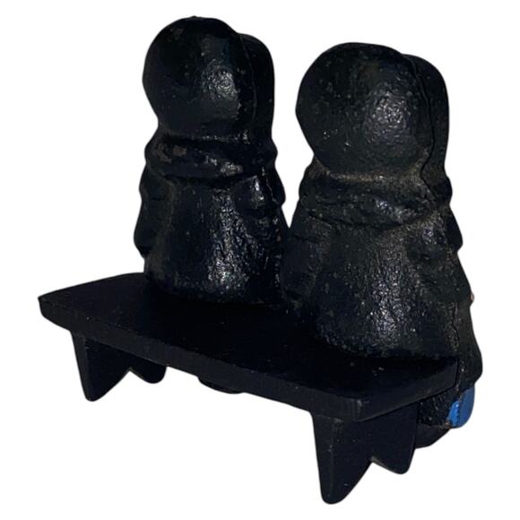 Vintage John Wright Cast Iron Amish 2 Girls on Bench 1997 Hand Painted Figurines - Picture 6 of 10